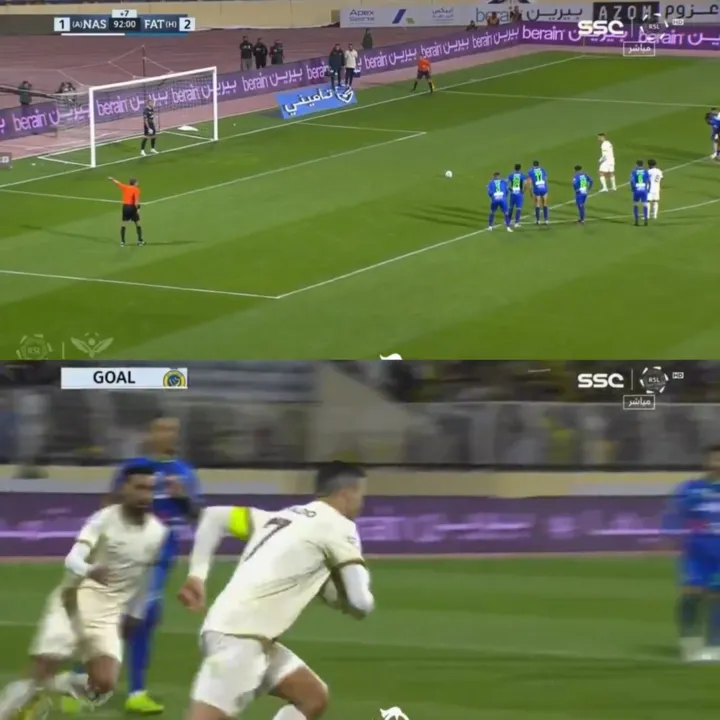 Imagem ilustrativa da imagem Cristiano Ronaldo faz 1º gol pelo Al-Nassr e evita derrota