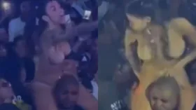 Imagem ilustrativa da imagem Mc Pipokinha é atacada por público e fica sem roupa em show; assista
