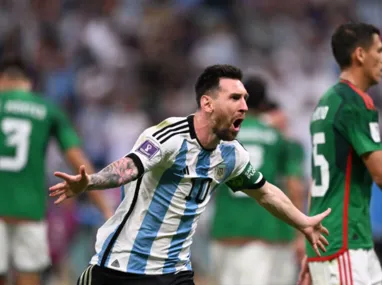 Imagem ilustrativa da imagem Messi marca e Argentina bate o México na Copa do Mundo