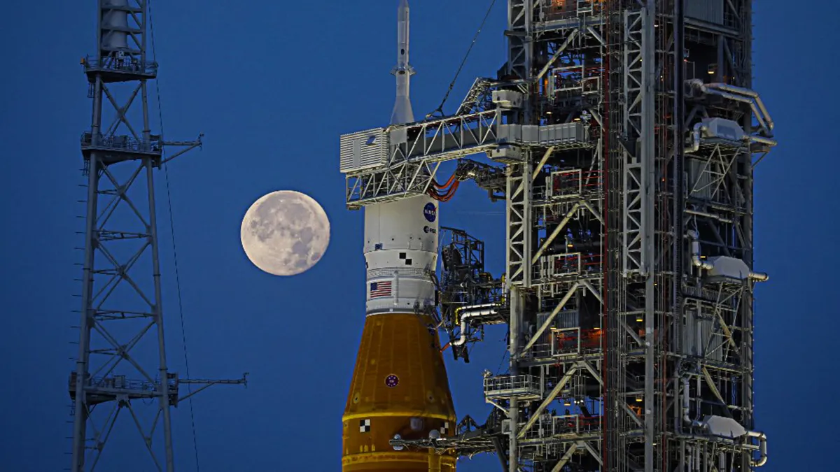 O módulo de pouso será uma versão da nave Starship da SpaceX, mas seu primeiro voo orbital ainda não aconteceu. Foto/reprodução: Eva Marien/AFP