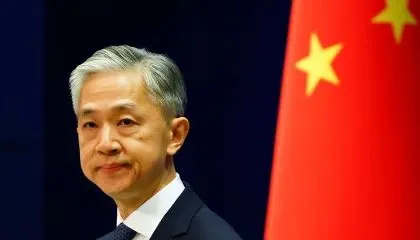 Porta-voz do Ministério das Relações Exteriores da China Wang Wenbin durante entrevista coletiva em Pequim.