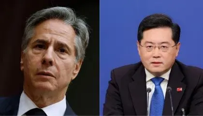 O secretário de Estado dos EUA, Antony Blinken, e o ministro das Relações Exteriores da China, Qin Gang..