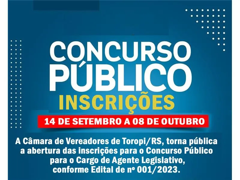 Aprovação em concurso público abre oportunidades na área profissional – Imagem: Divulgação/Poder Legislativo de Toropi