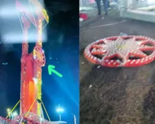Imagem ilustrativa da imagem Acidente em parque de diversões deixa duas pessoas feridas após queda de peça de brinquedo