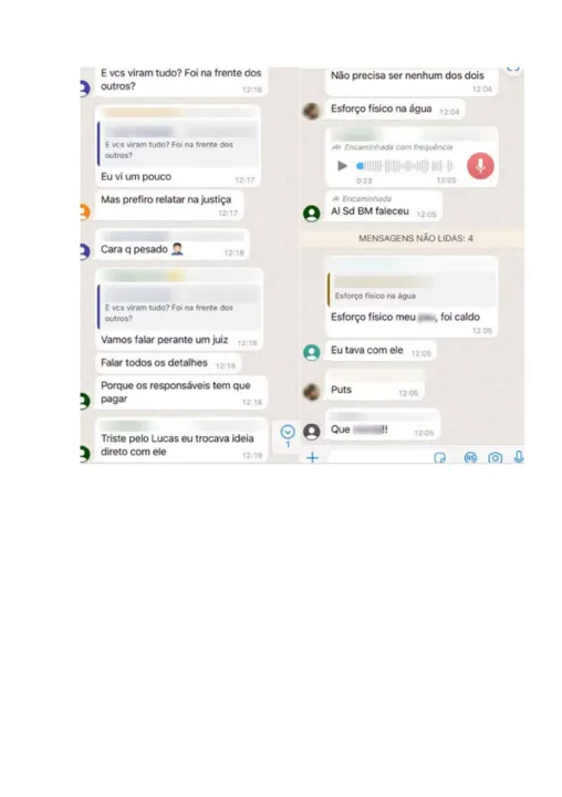 Conversas em grupo de whatsapp, relatam morte de aluno em treinamento dos bombeiros