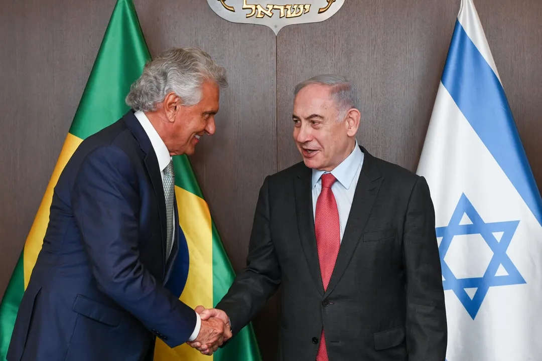 Legenda:
O governador Ronaldo Caiado em reunião o primeiro-ministro de Israel, Benjamin Netanyahu