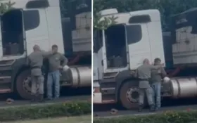 Imagem ilustrativa da imagem Policial militar é flagrado agredindo caminhoneiro