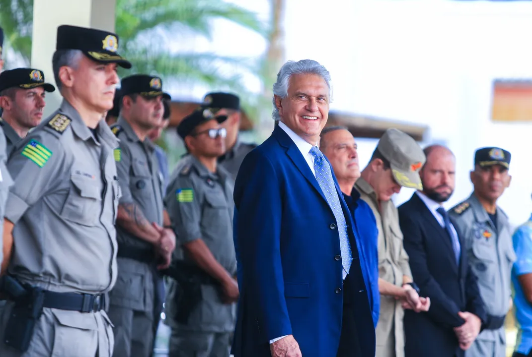 Governador Ronaldo Caiado em evento da Segurança Pública: maior redução ocorre com roubo de carga