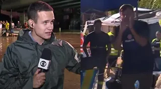Repórter da Globo é hostilizado ao vivo durante cobertura da tragédia no RS: 'Mentira da mídia'