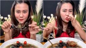 Imagem ilustrativa da imagem Influencer é presa após gravar vídeo comendo sopa de morcego: 'Deliciosa'