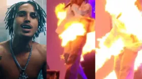 Imagem ilustrativa da imagem Rapper Matuê é atingido por fogo durante show; assista