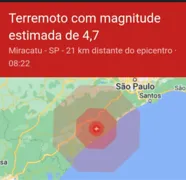 Imagem ilustrativa da imagem Terremoto de magnitude 4,7 é relatado pelo Google no interior de São Paulo