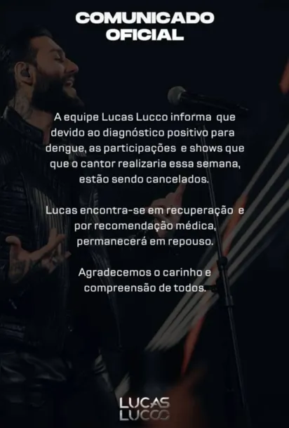 
		Lucas Lucco cancela agenda de shows após descobrir doença