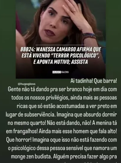 
		Luana Piovani detona Wanessa Camargo no 'BBB24': "Alguém precisa fazer algo"
