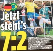 Imagem ilustrativa da imagem Mesmo com a derrota da Alemanha, jornal alemão zoa o Brasil: ‘7 a 2’