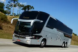 Imagem ilustrativa da imagem Ônibus Mercedes-Benz ganham sistema que acelera e freia sozinho