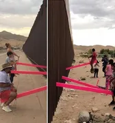 Imagem ilustrativa da imagem Arquiteto instala gangorra na cerca entre EUA e México para unir os dois lados