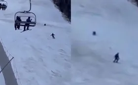 Imagem ilustrativa da imagem Sem perceber, esquiador é perseguido por urso em descida de montanha