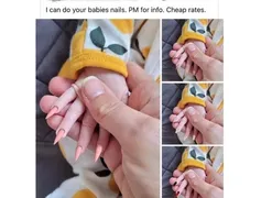 Imagem ilustrativa da imagem Mãe posta foto de bebê com unhas postiças e é criticada nas redes sociais